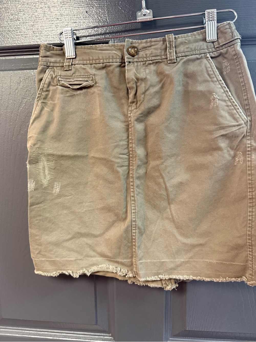Old Navy Olive Green Khaki Distressed Gorpcore Mini Skirt